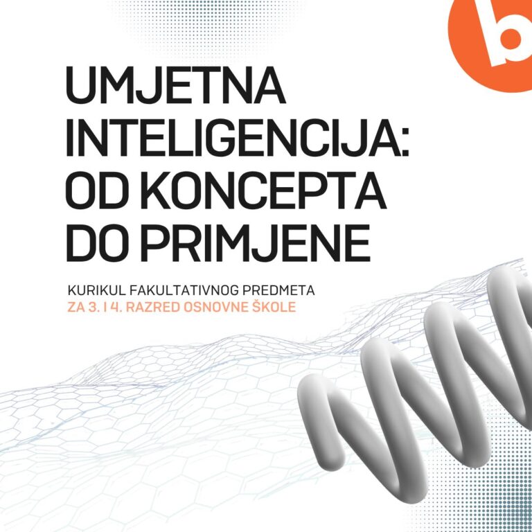 Naslovnica kurikula „Umjetna inteligencija: od koncepta do primjene“ za 3. i 4. razred srednje škole